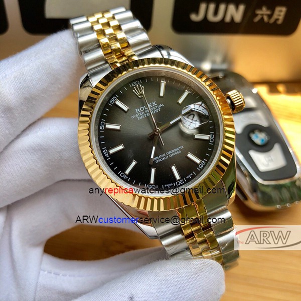 Swiss Quality Copy Rolex Datejust 41 Watch 2-Tone Grey Dial